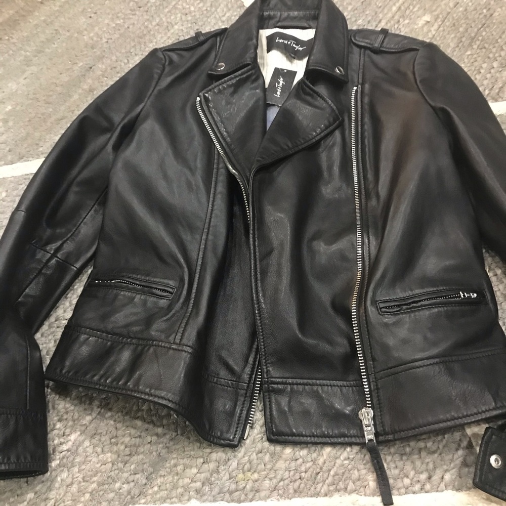 Black Leather Moto Jacket NWT